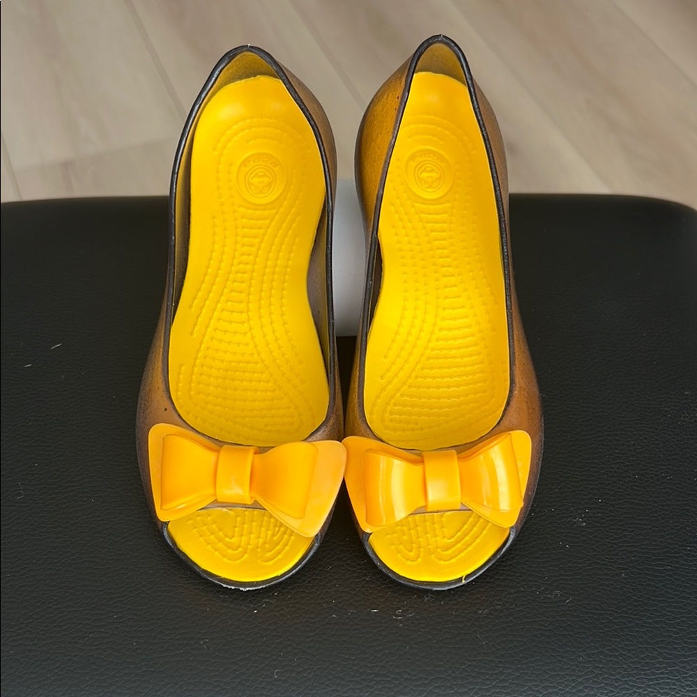 Stylish Yellow Bow Little Girls Shoes